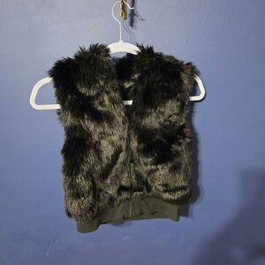Gymboree  hooded black fur vest Size Medium